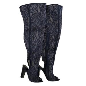 🌈 6/$60, NWOB, Bamboo Lacy, Over The Knee, Thigh High Boots, Black, Size 8.5